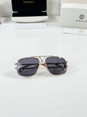 Versac 2223 Gold Black aviator sunglasses with gold-tone metal frame and black lenses
