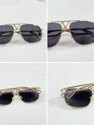 Versac 2223 Gold Black aviator sunglasses with gold-tone metal frame and black lenses